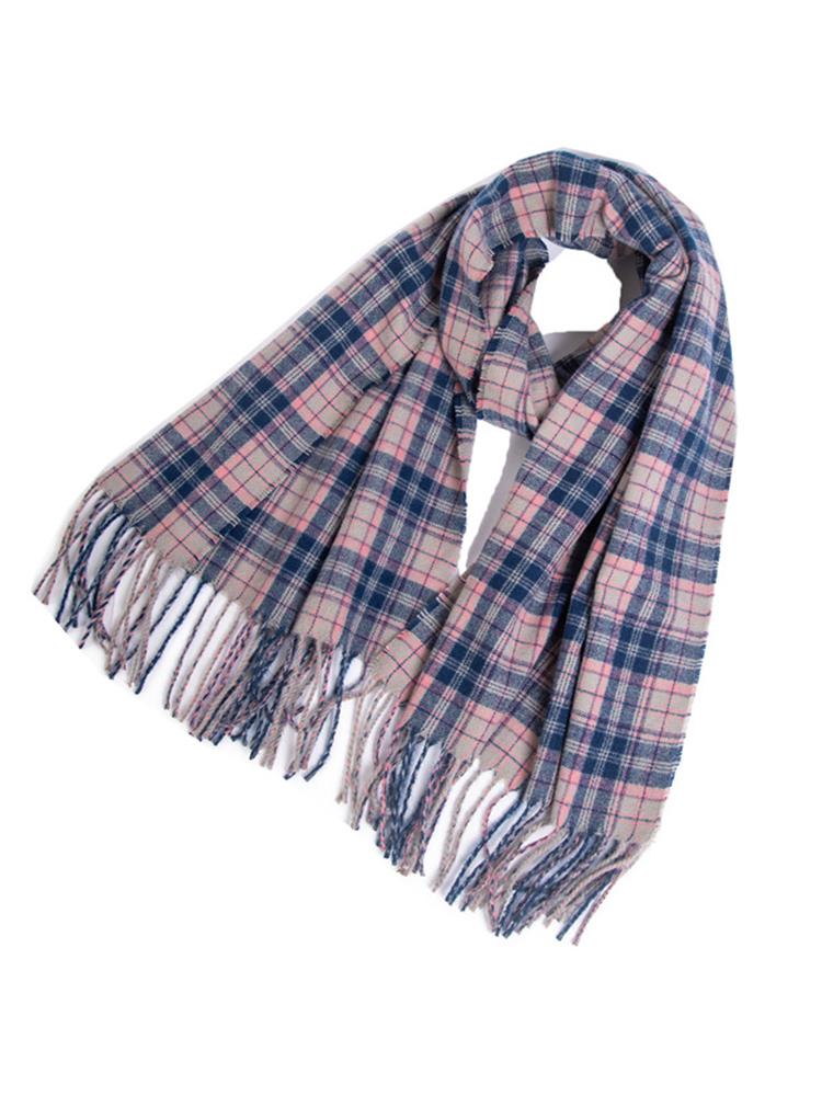Imitation Cashmere Fashion Women Vintage Plaid Print Winter Scarf Warm Casual Knitted Wild Student Female Thick Long Wrap Shawl