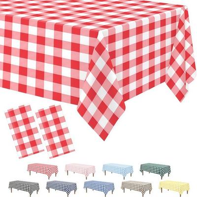 1/2pcs Disposable Table Cloth Waterproof Plastic Tablecloth, Rectangle Checkered Table Covers for Picnic, Birthday, Part