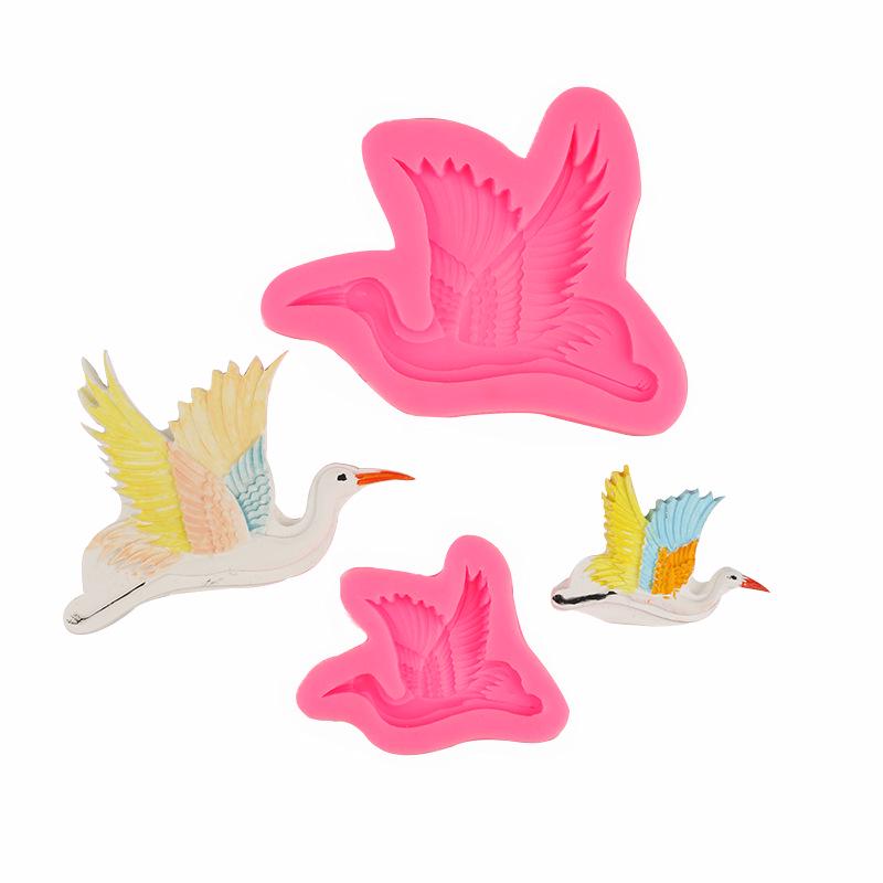 Chinese Style Crane Silicone Fondant Mold for Cake Decoration