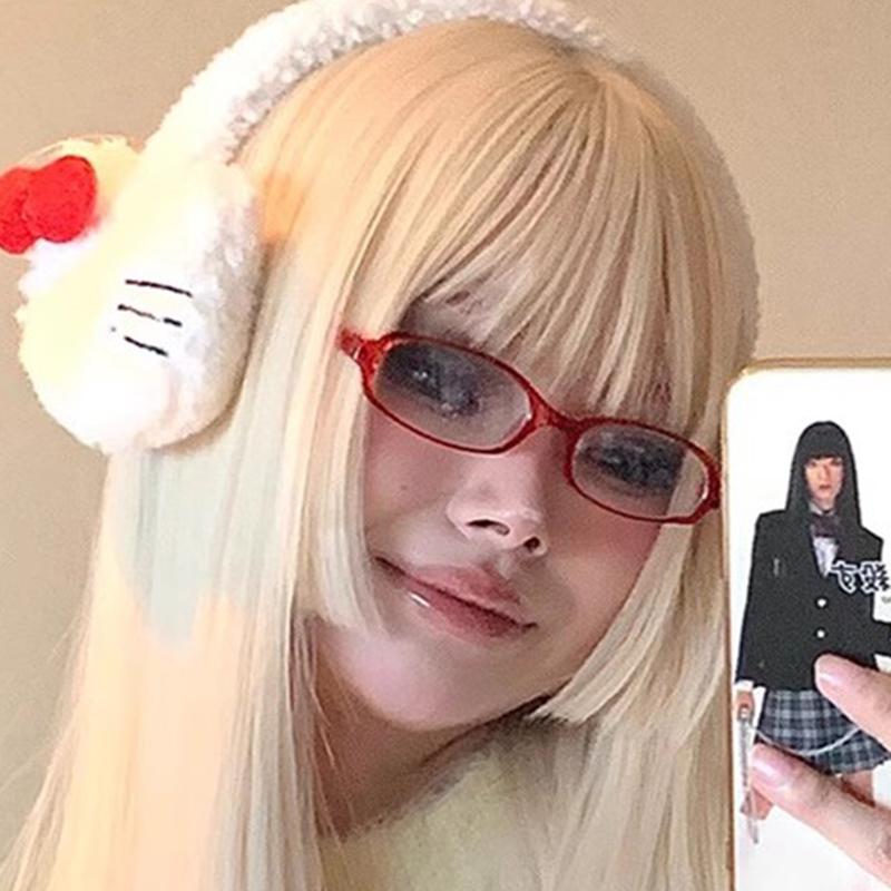 1/2/3pcs Y2K Vintage Small Oval Glasses Girls Style Red Green Frame Glass Eyewear Decorative Outdoor Anti-blue Eyeglasses Gifts