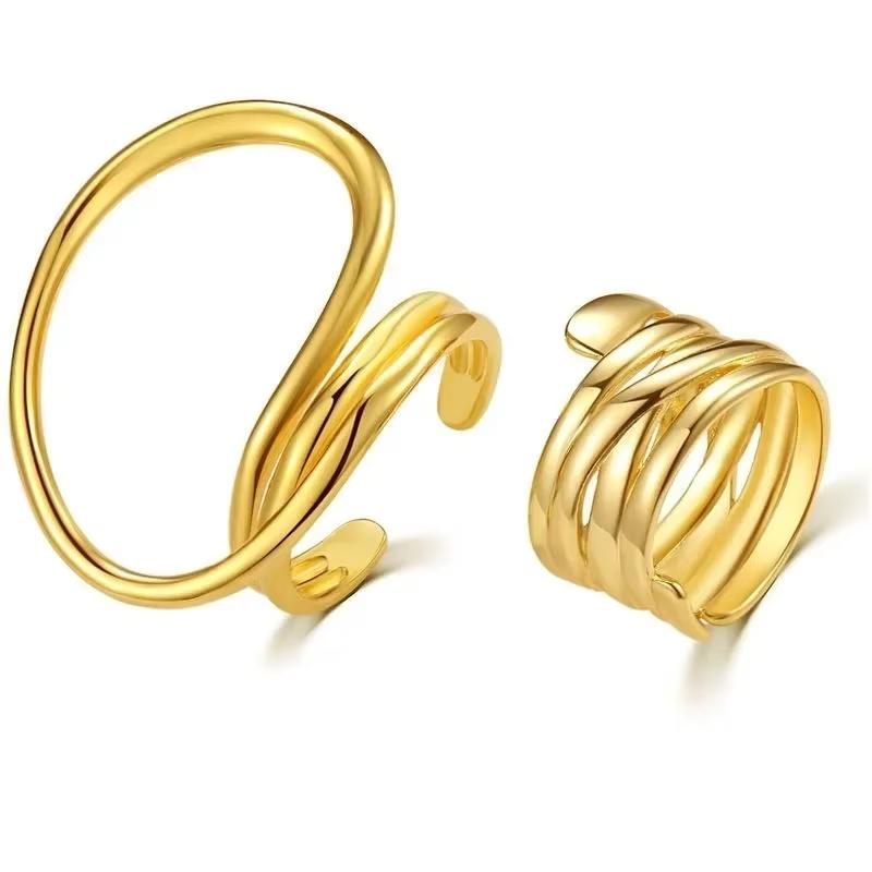 Ftcy S Exaggerated Lines Rings For Women Geometric Vintage Women‘S Unique Lines Massive Ring Set Jewelry Gifts