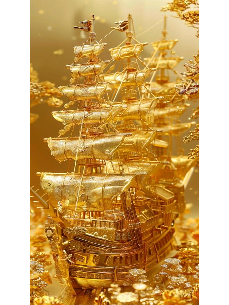 

5D DIY Золотая девушка и солнце Искусство корабль Алмазная картина мозаика вода Алмазная вышивка крестом DIY украшение для дома подарок Full Round 20x40CM
