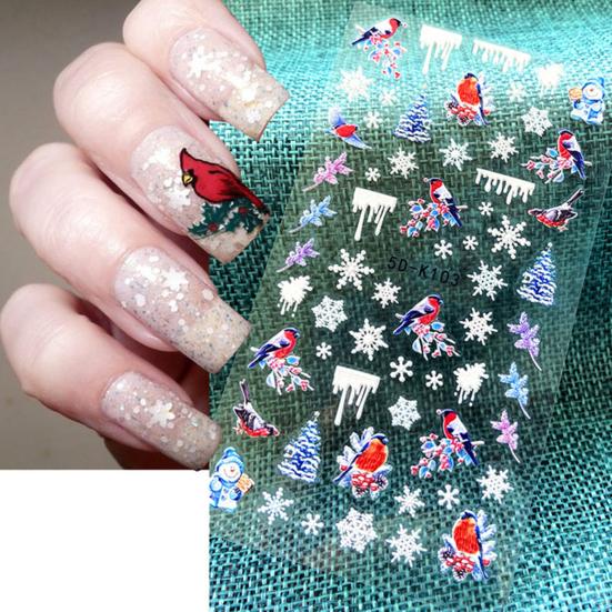 1 Sheet Snowflakes Pattern Nail Sticker Embossed Paper Smooth Surface Nail Polish Stickers