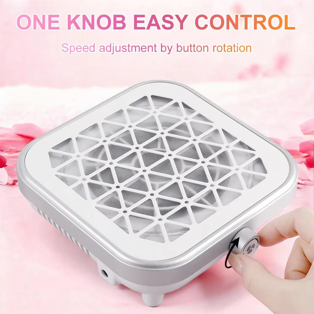 Powerful vacuum cleaner for nail technicians, stepless speed control, and comes with disposable filters