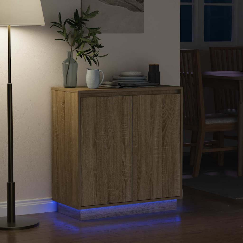 LED Sideboard in Sonoma Oak 71 x 34.5 x 75 cm engineered wood