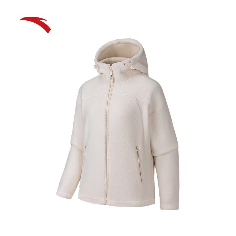 ANTA Women's Loose Hooded Lambswool Fleece Jacket