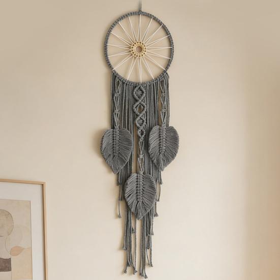Large Boho Wall Hanging Leaves Tapestry Handmade Woven Tassels Leaf Wall Art for Bedroom Living Room Apartment Office Home Decor