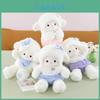 Kids Soft Sheep Plush Toy With With Lattice Lace Bow And Clothing Decoration For Cuddling And Holiday Gifts