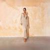 European and American V-neck Sexy Long Knitted Dress, Ring Halter Long-sleeved Sweater Skirt, In Stock.