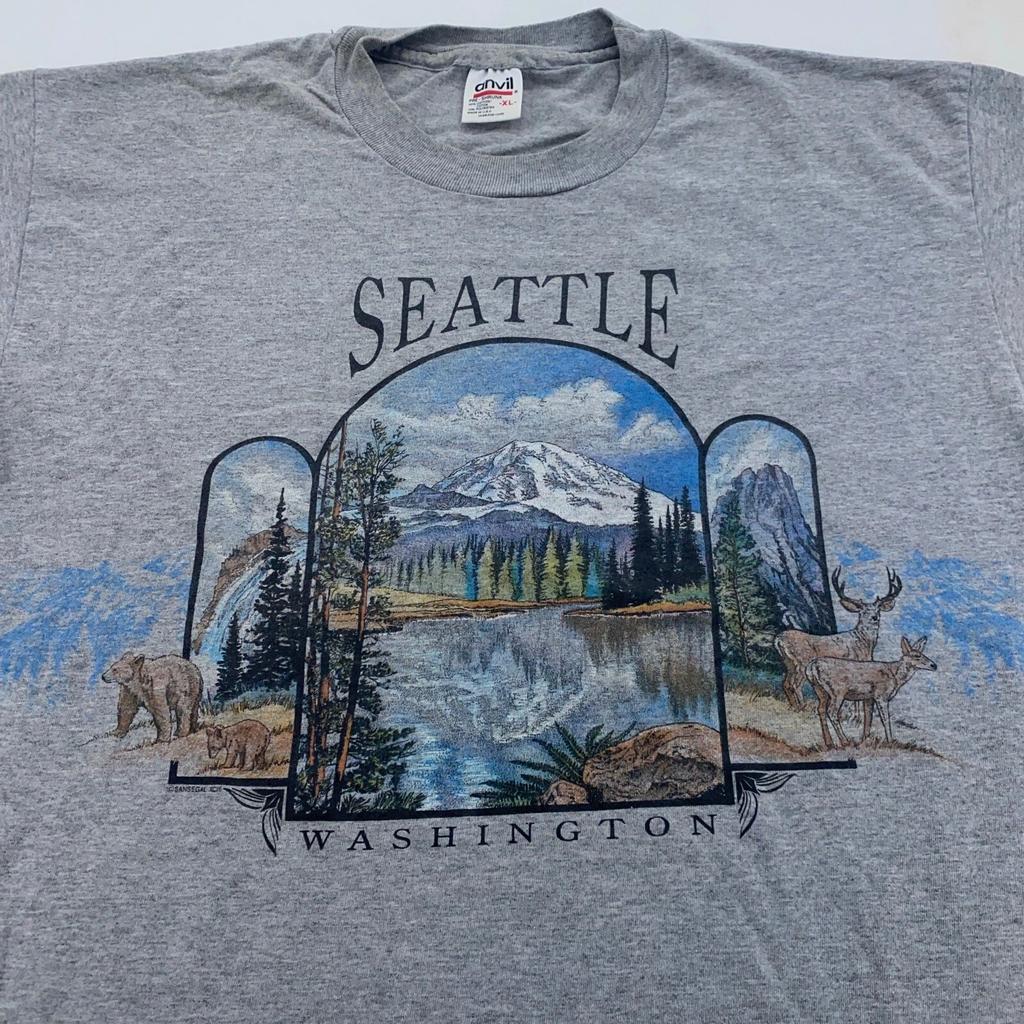 vintage 90s SEATTLE WASHINGTON DOUBLE-SIDED T-Shirt LARGE/XL soft nature