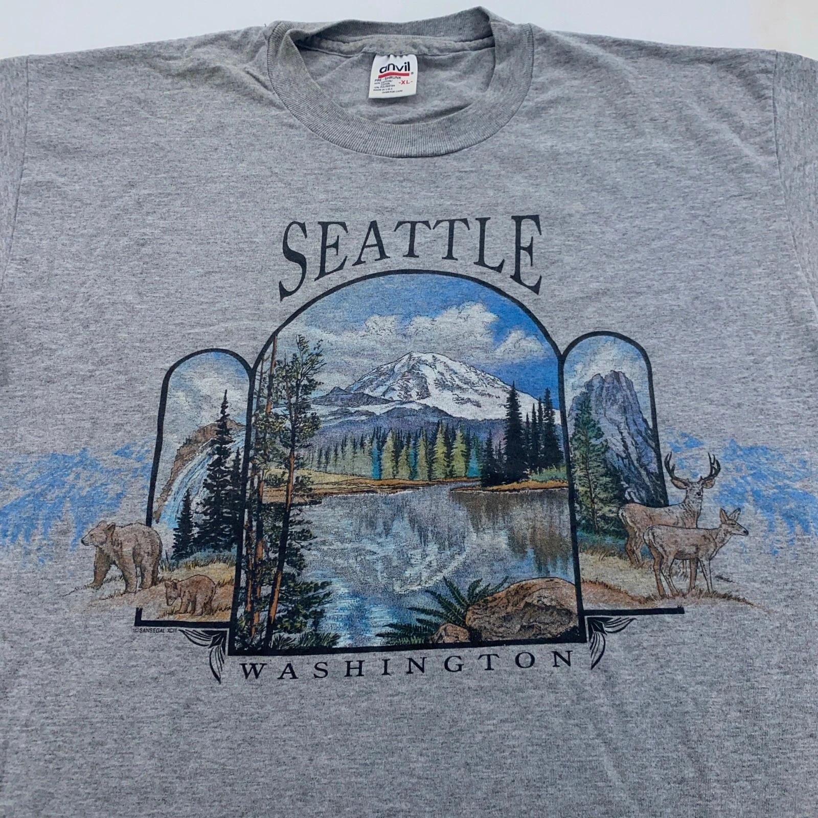 vintage 90s SEATTLE WASHINGTON DOUBLE-SIDED T-Shirt LARGE/XL soft nature L