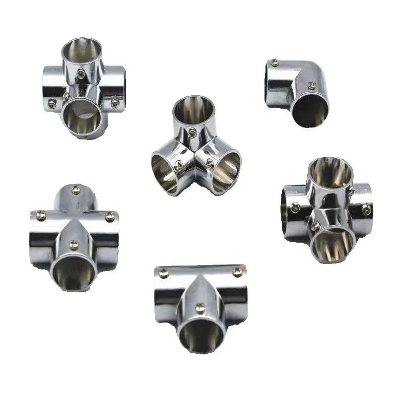 10pcs 19mm25mm Stainless Steel Pipe Connector Drying Rack Accessories Round Pipe Fastener Shelf Fixing Elbow Hardware Tools