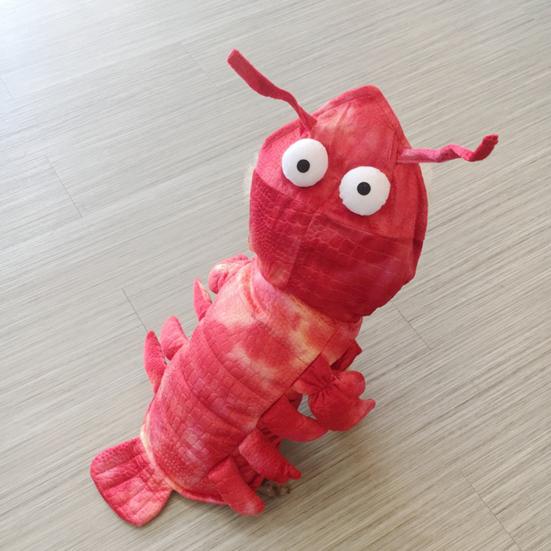 Dog Costume Lobster Shape Holiday Dress Up Funny Style Halloween Pet Two-legged Coat for Puppy