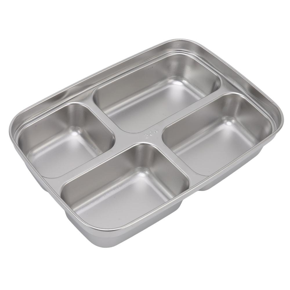4 Compartment Leakproof Lunch Box 304 Stainless Steel Bento Lunch Box  For Picnics