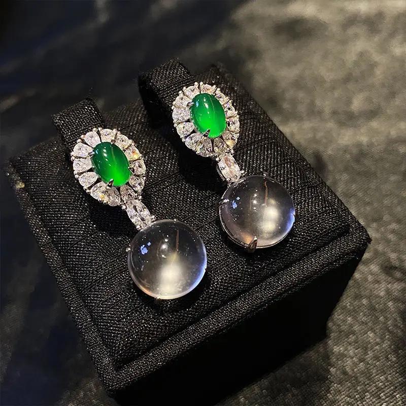 Inspiriertes Design Neue Diamant Natur Eis Runde Chalcedon Ohrringe Für Frauen Luxus Und Elegante Damen Verlobungsschmuck