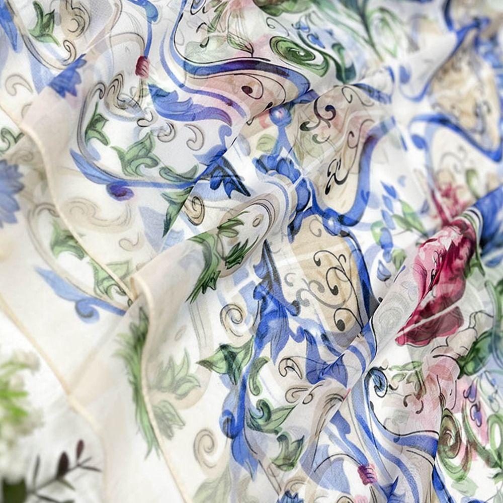 Sun-Resistant Silk Scarf Breathable Long Wraps Portable Bandana  for Women