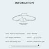 BAMOER Personalized Heart To Heart Bracelet 925 Sterling Silver Dainty Gray Rope Link Chain Bracelet for Women Teen Girls
