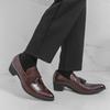 Basic High Quality Leather Formal Dress Men's Loafers Pointed Toe Metal Tipped Handmade 5cm High Heels Man Wedding Party Shoes