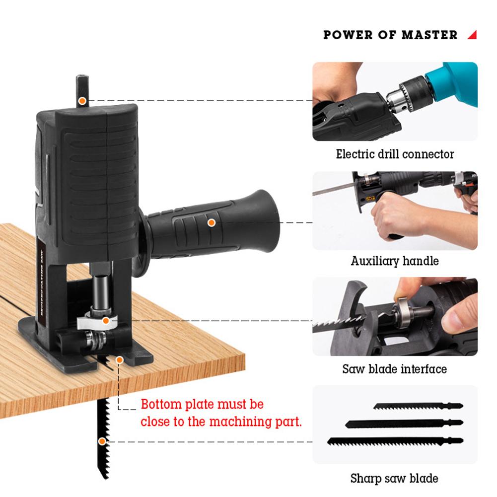 Screwdriver Conversion Head, Electric Drill to Electric Saw, Household Reciprocating Saw, Multifunctional, Wood Tools for Garden
