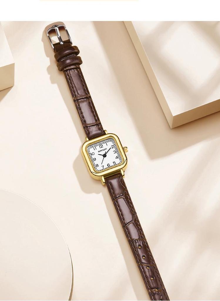Sanda Women's Fashion Quartz Watch with Leather or Steel Strap - Waterproof and High-End Design.