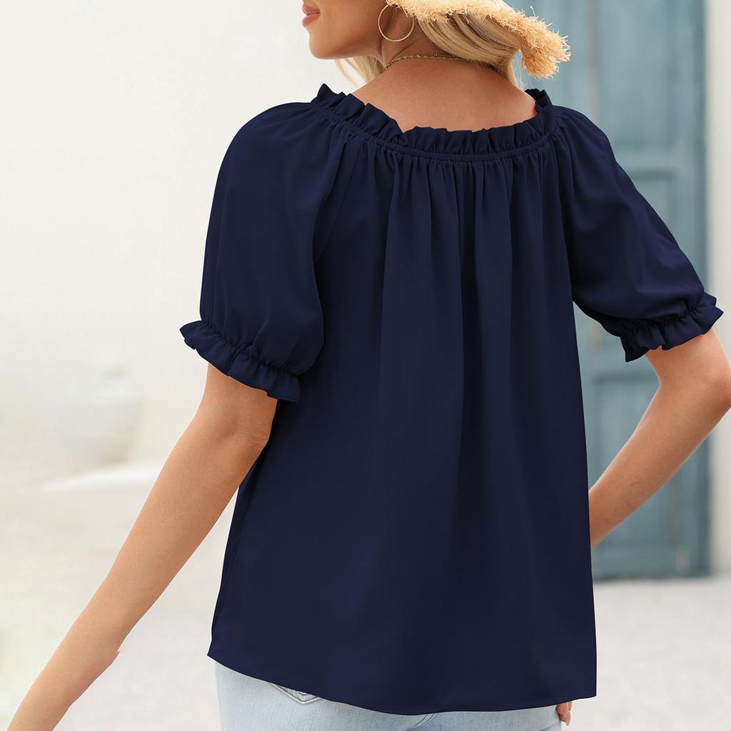 Womens Tops Off The Shoulder Blouses Casual Cute Puff Sleeve T Shirts
