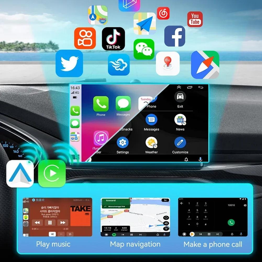 2 in 1 Wireless CarPlay&Android Auto Wired to Wireless Adapter Smart USB Dongle USB&Type-C Dual Connector Fast Connect