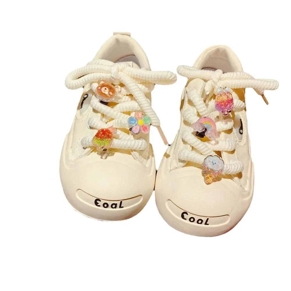 Shoelace Decorative Clip Children's Bling Glitter Princess Ice Cream Rainbow Shoe Buckle Removable Shoe Charms Decorations 1pcs