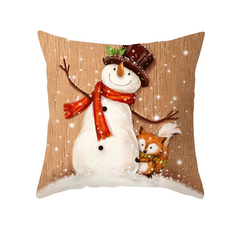 Christmas Pillow Covers Snowman Pillow Case Vintage Christmas Xmas Winter Home Decor Living Room House Decorative
