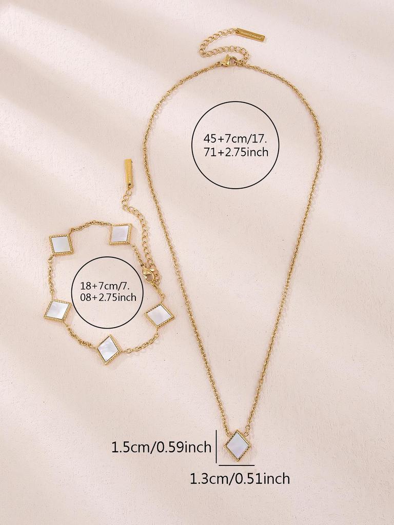 Minimalist Geometric White Shell Pendant Clavicle Chain Bracelet In High-Quality Titanium Steel