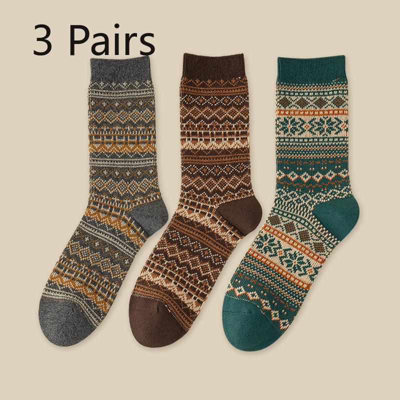 

3 пары мужских носков без косточек в национальном стиле на весну и зиму 3 Pairs