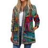 Damenmode Vintage Ethno-Print Langarm Strickjacke Jacke Oberteil
