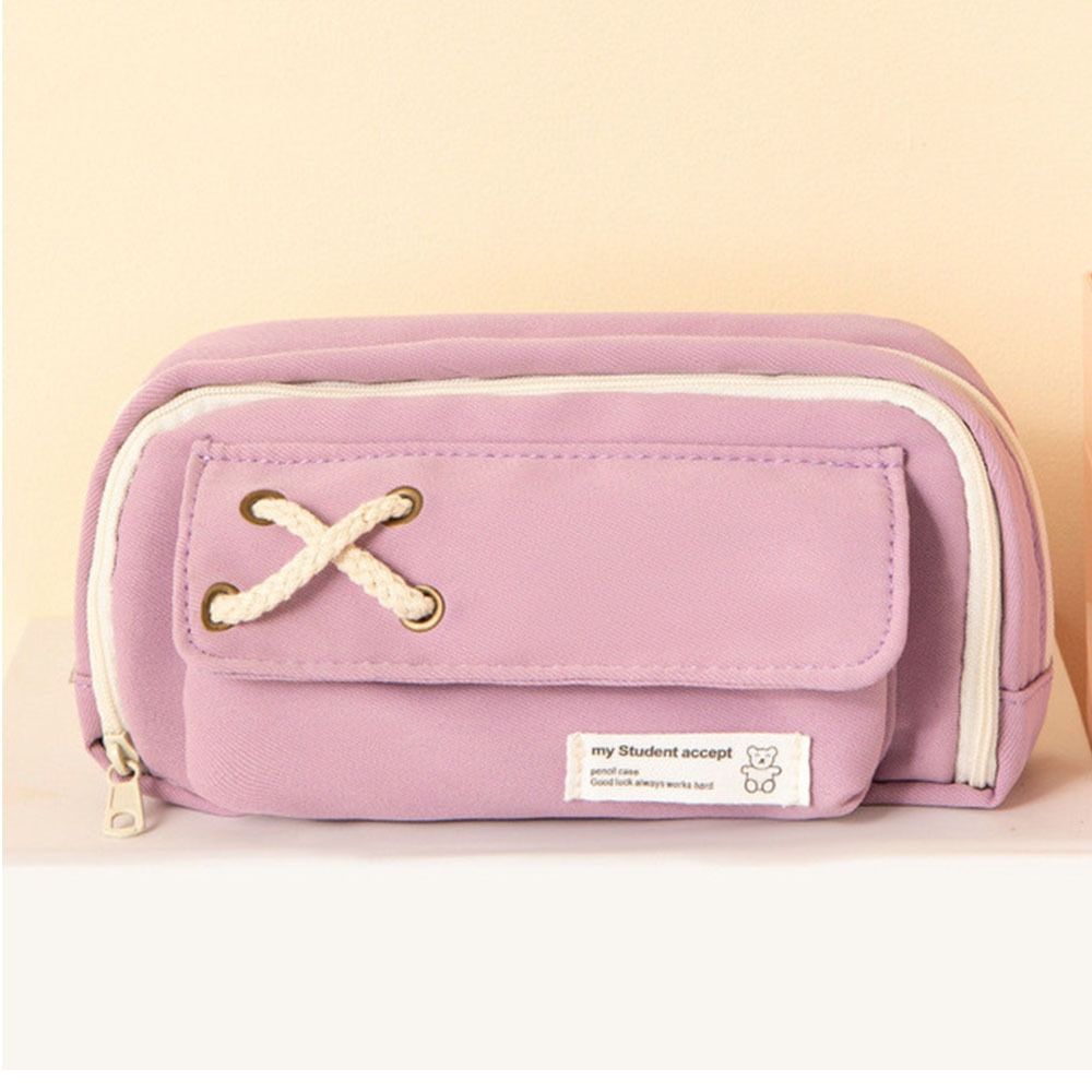 Trousse à crayons en toile à trois couches, boîte de rangement pour articles de papeterie, sac à stylos multifonction, fournitures de papeterie