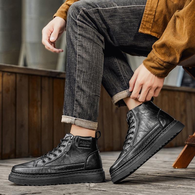 Retro Ankle Boots For Men High-top Men Leather Shoes  Non-Slip Motorcycle Boots Fashion Men Boots Formal Casual Shoe