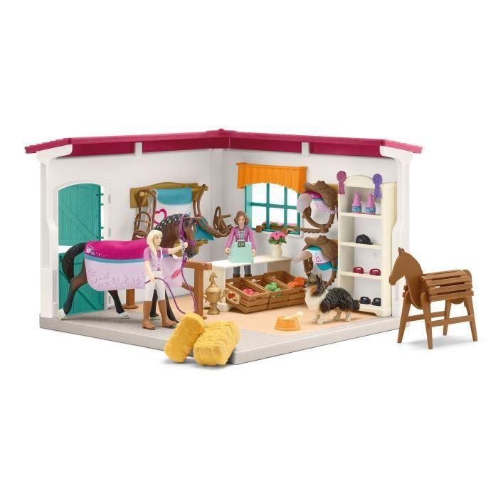 Boutique D'équitation Pour Chevaux Schleich, Coffret Schleich Avec 67 Éléments Inclus Dont 1 Cheval Schleich, Coffret Figurines