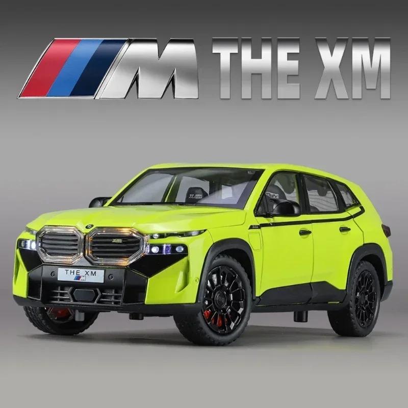 1/24 BMW XM Liga de Alumínio SUV Modelo de Carro Nova Energia Veículos Off Road Brinquedos Crianças Meninos Presente Som e Luz Coletivo Voiture Miniature