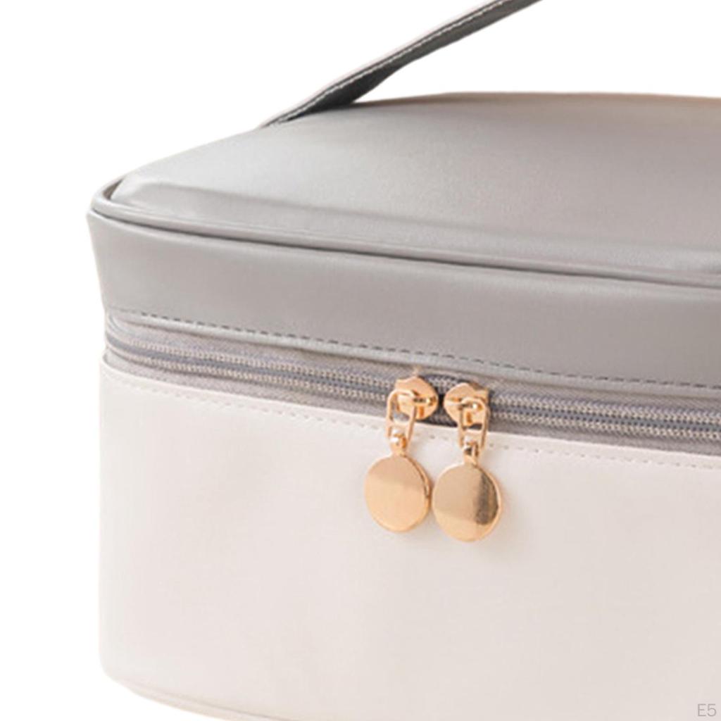 PU Leather Women Makeup Bag with Zipper, Cosmetic Travel Essentials Oil Case
