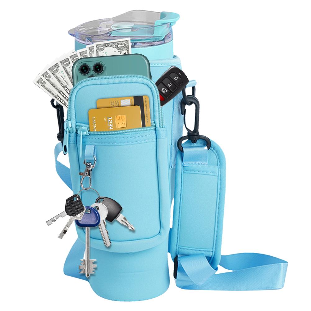 40oz Water Bottle Cover Bag Pouch With Adjustable Straps Neoprene Water Pouch Holder Bottle Carrier Bag For Stanley Quencher Cup