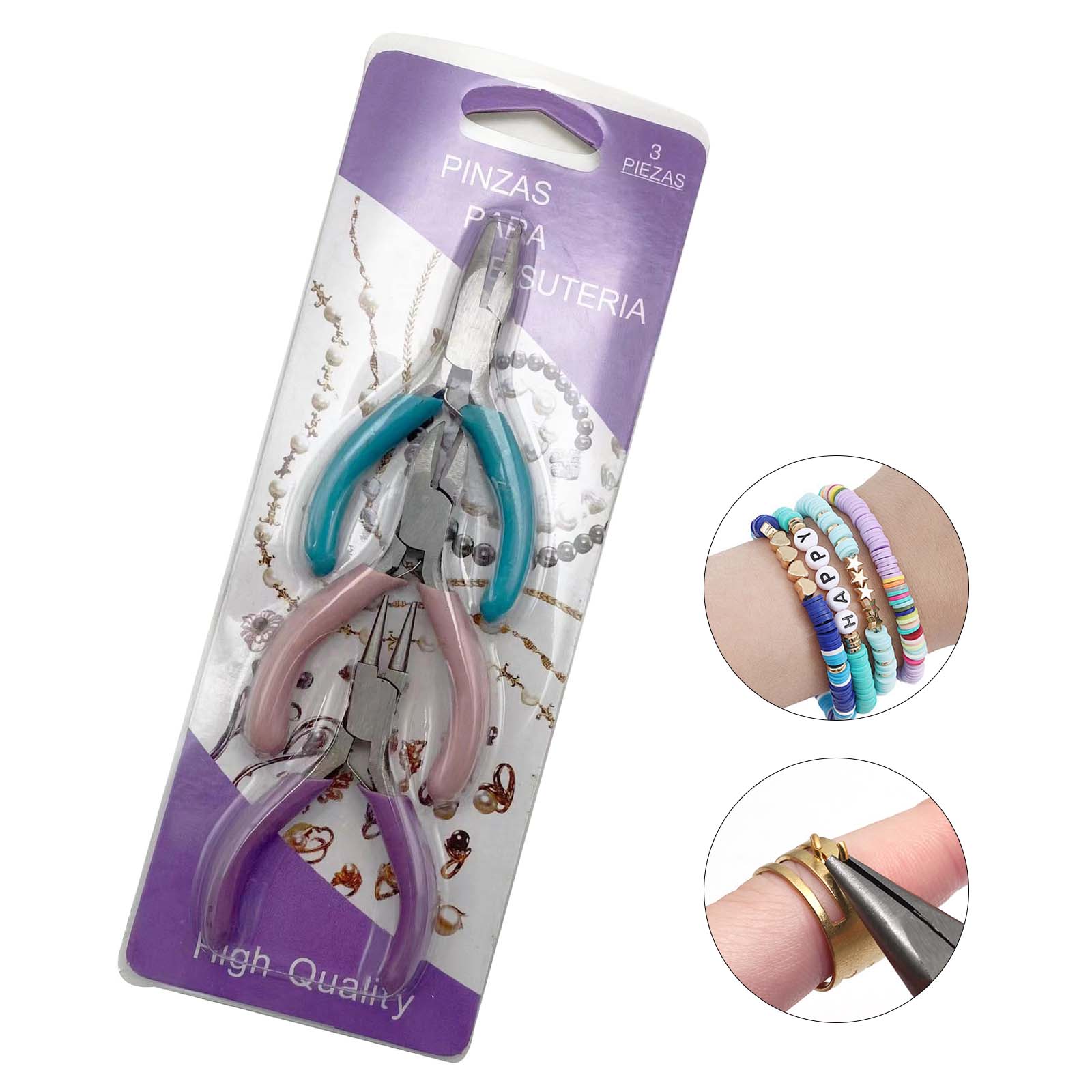 

3-in-1 Jewelry Pliers Set,Needle-nose, Chain-nose, and Round-nose Pliers with Wire Cutters, for Jewelry Repair 3-in-1 Mini Pliers