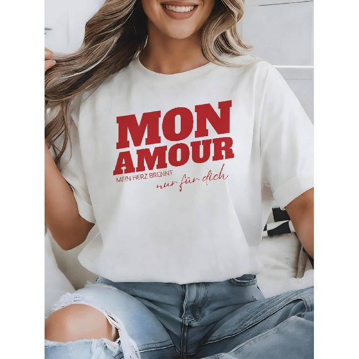 Malle Mon Amour - My Heart Burns Solely For You Overseas Printing Y2K Oversized Unisex T-Shirt For Men Women Retro 2000S Streetwear Baggy Graphic Tee