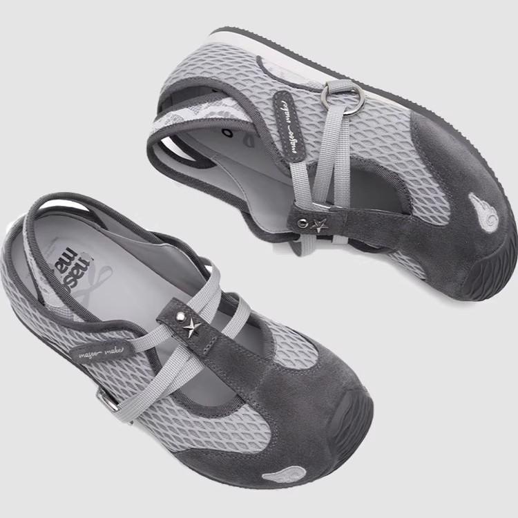 "Ruoji" Skittles~ Ballet Mary Jane Single Shoes Mesh Surface Summer New Thick-soled Forrest Training Shoes Women's Models