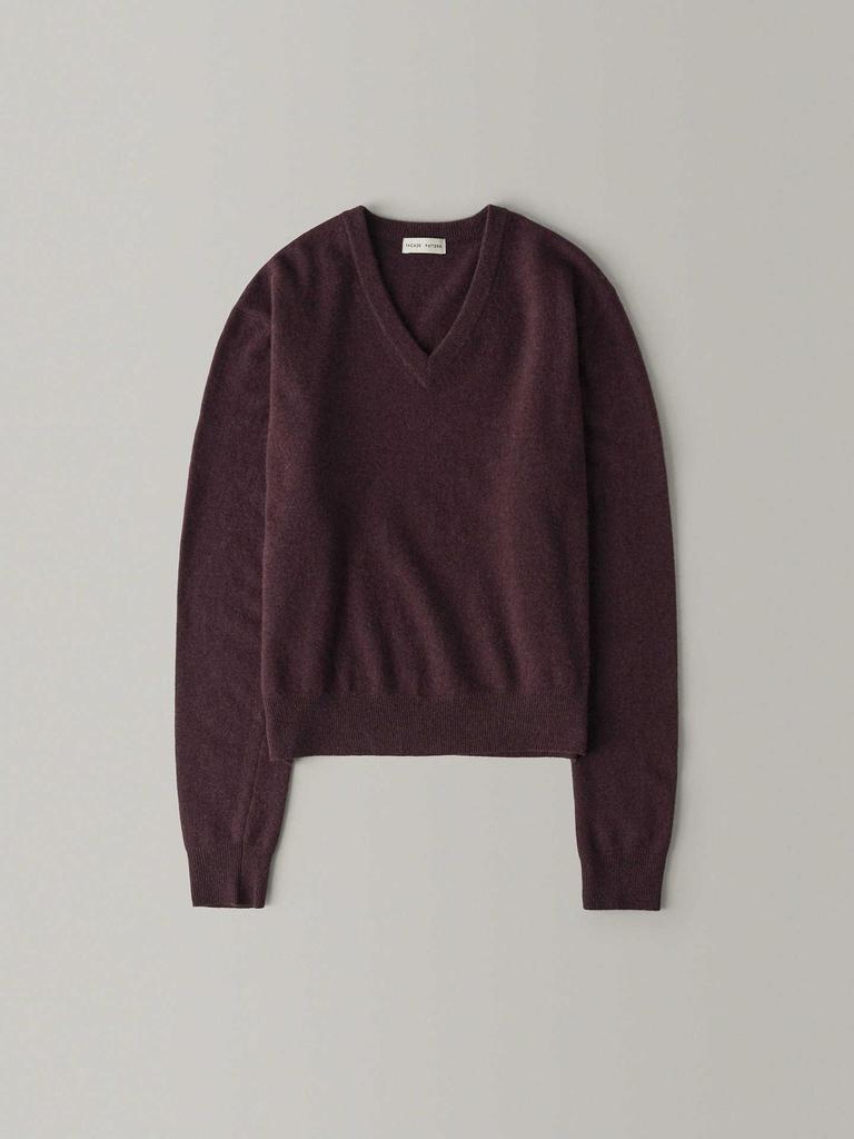 In-Stock: Women's V-Neck Wool Sweater - Fall/Winter Design, Simple Loose Fit, Slimming Knit Top