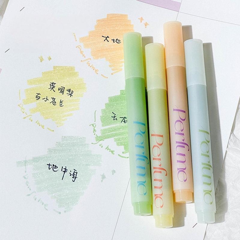 4pcs Perfume Highlighters Pens Glitter Colored Markers Sparkle Bling Bling Highlighter for Note Taking Stationery