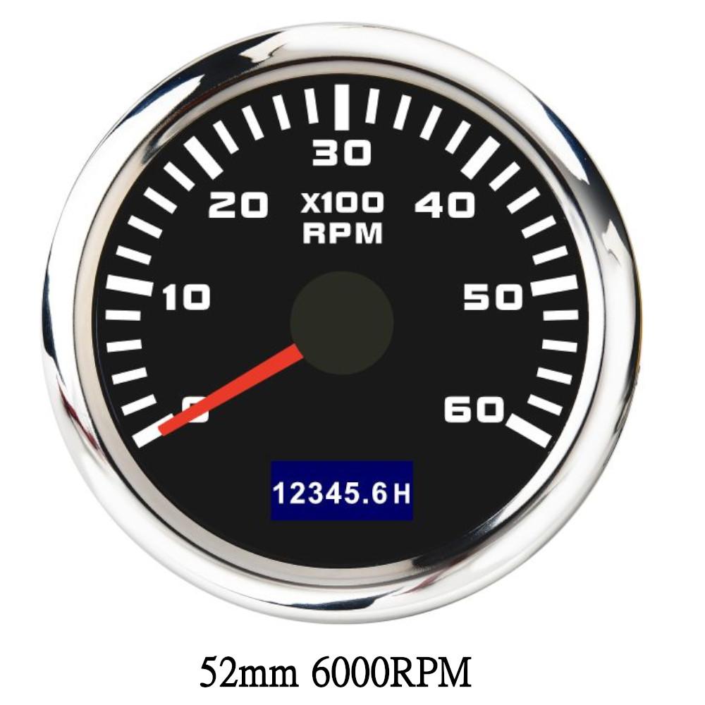3000/4000/6000/7000/8000 RPM 52mm Boat Tachometer Hourmeter Gauge outboard rpm meter With Red Backlight boat accessories marine