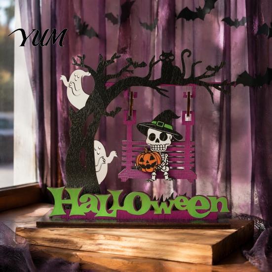 Window Display Ornaments Funny Halloween Desktop Swing Decor, Spooky Home Decor for Living Room Table Decorations Tabletop, Gothic Fall Themed