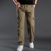 Pure Cotton Casual Large-size Trousers Men's Book Elastic Waistband Multi-pocket Overalls Outdoor Sports