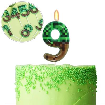 Bergmann Geburtstagskerzen Geburtstagskuchen Kerzen Topper für Pixel-Mottoparty Jubiläumsparty Videospiel-Party Zubehör für Jungen