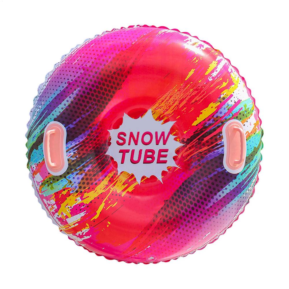 Inflatable Ski Ring PVC Sledding Tube Thicken Snow Tubing Winter Snow Tube with Handle Snow Racer Durable Snow Sled Board