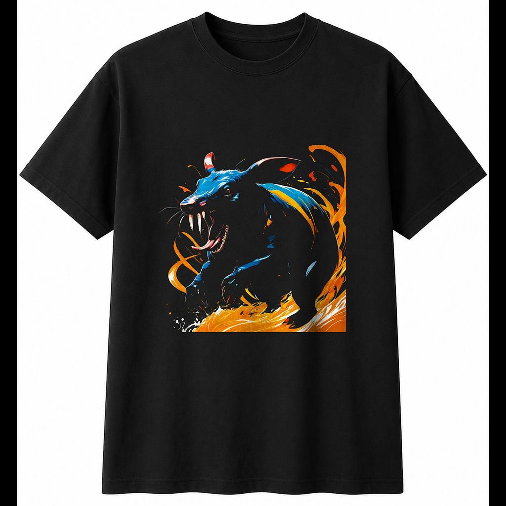 Anime Aardvark in Water Mens T-Shirt Wildlife Black 100% Cotton Nature Tee