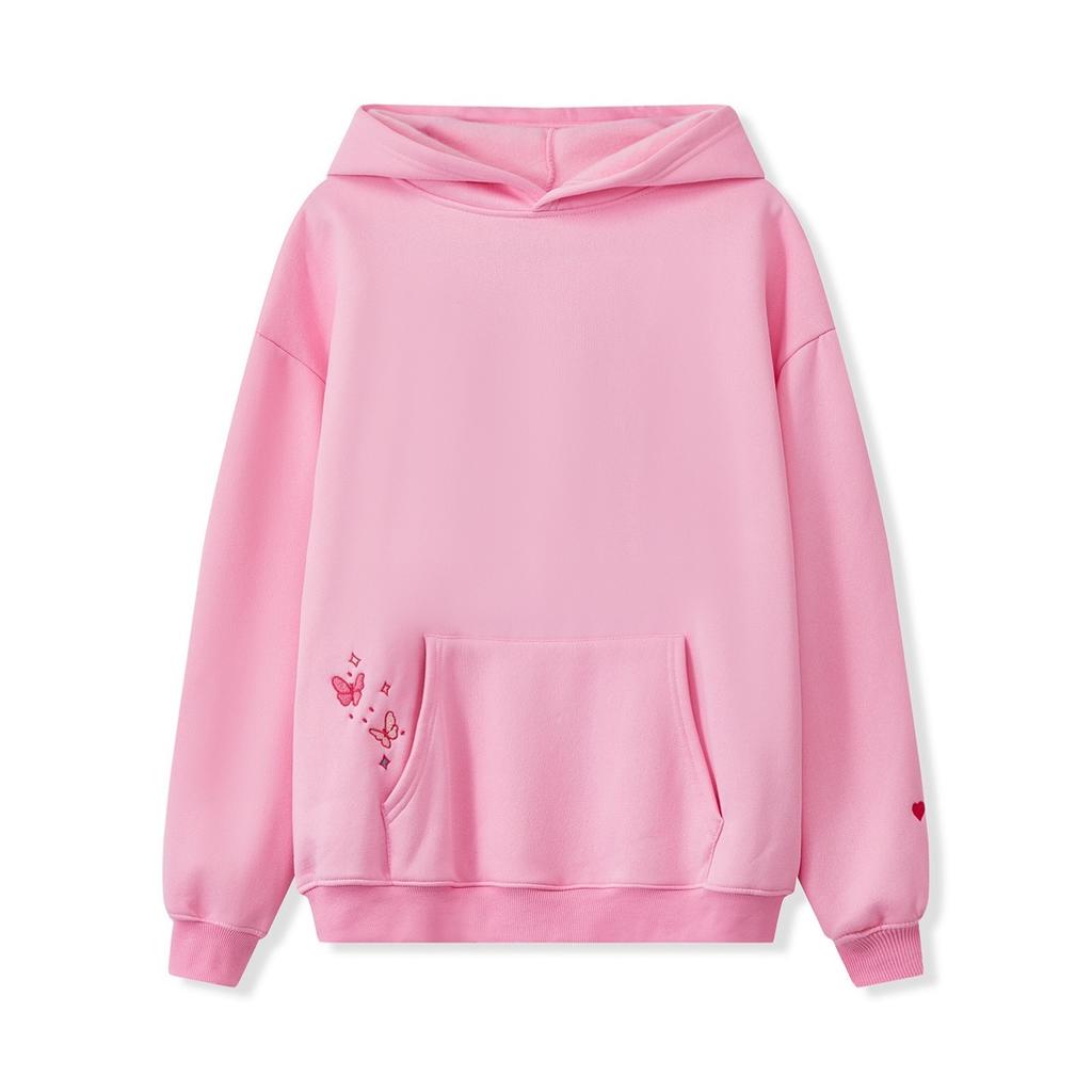 STREETRICH Women's Y2K Floral Letter Embroidered Hooded Pullover Cozy Stylish Long Sleeve Loose Sweatshirts with Kangaroo Pocket