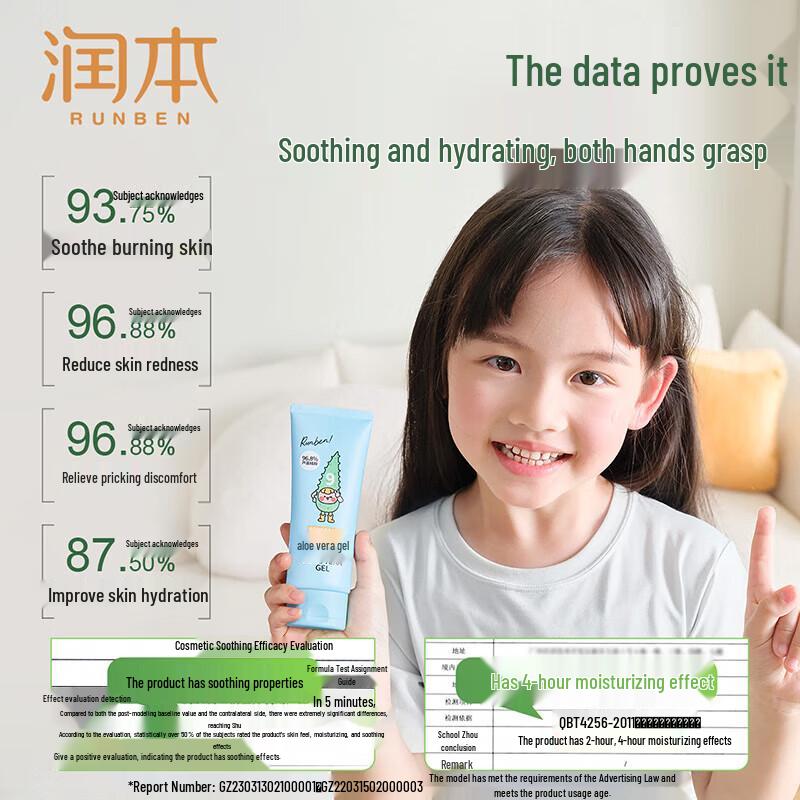 RUNBEN Aloe Vera Gel 100g & Kids Moisturizing Mask (Cat) Set